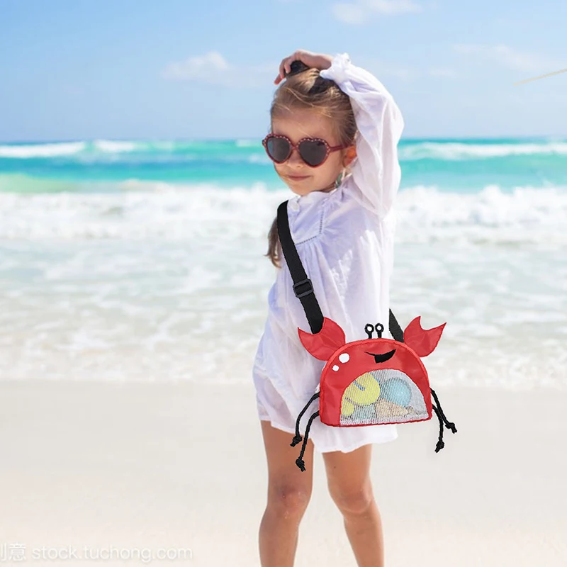 Children's Beach Bag 2023 New Toy Bag Big Crab Dinosaur Outdoor Shell Color Mesh Shell Bag Beach Toy Storage Backpack
