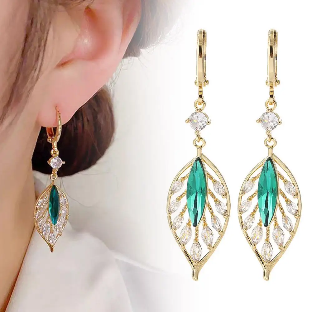 Стильные женские серьги роскошные аксессуары из сплава в виде листьев подарки