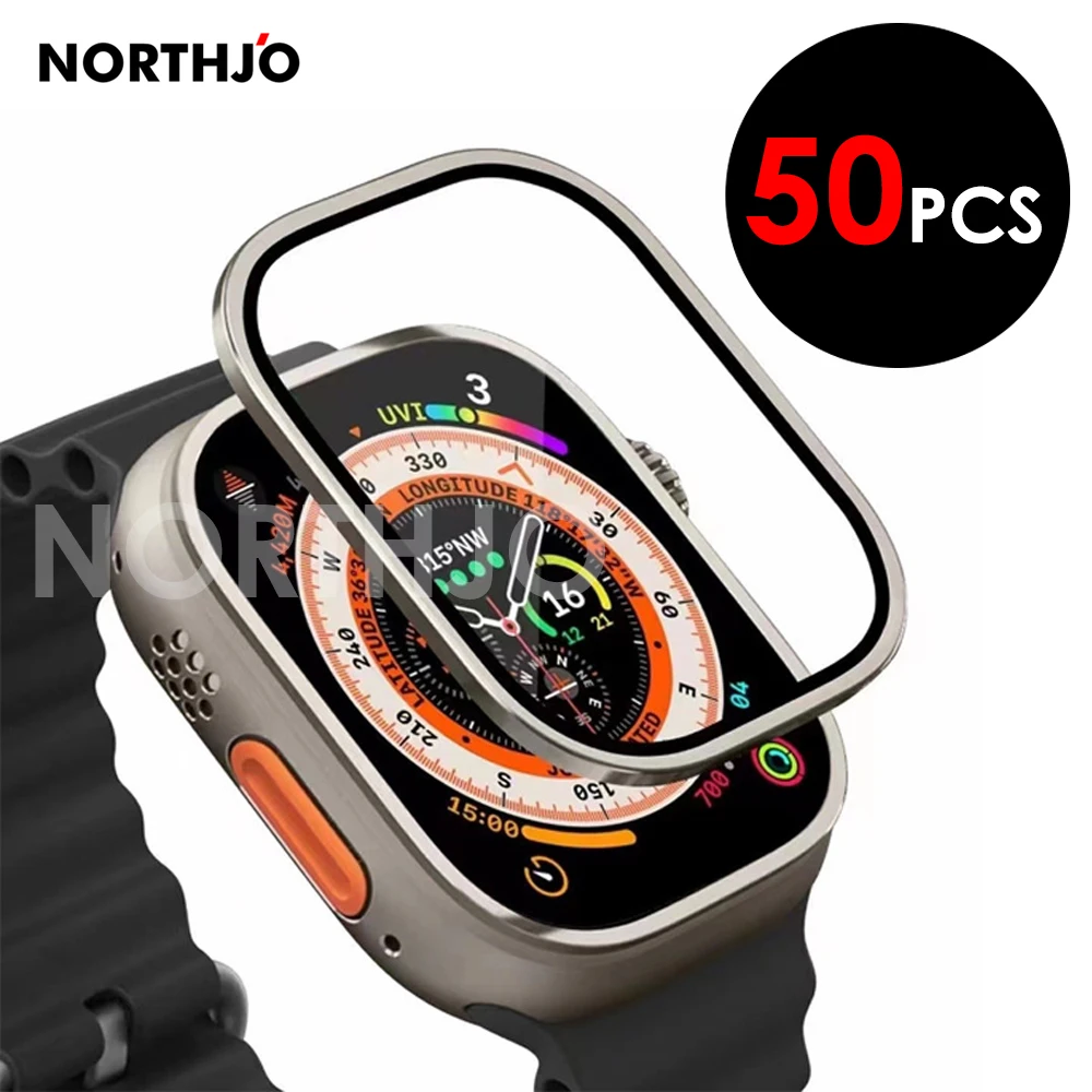 

Металлический бампер для Apple Watch Ultra 49 мм, защитная пленка из закаленного стекла, алюминиевые аксессуары (титан), 50 шт.