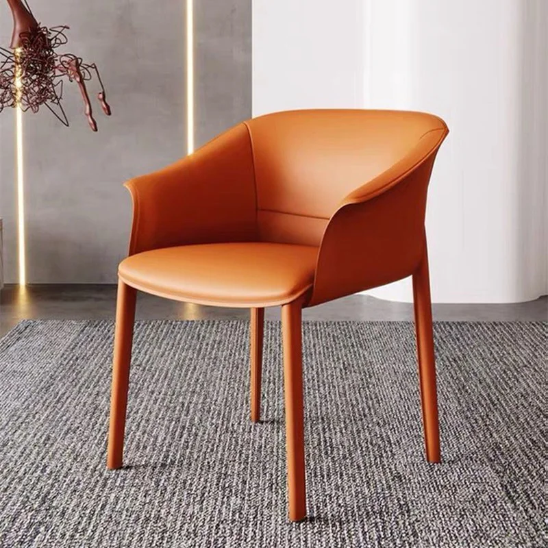 

Relax Office Living Room Chair Luxury Leather Dining Arm Chair Nordic Vanity Modern Reading Woonkamer Stoelen Bedroom Furniture