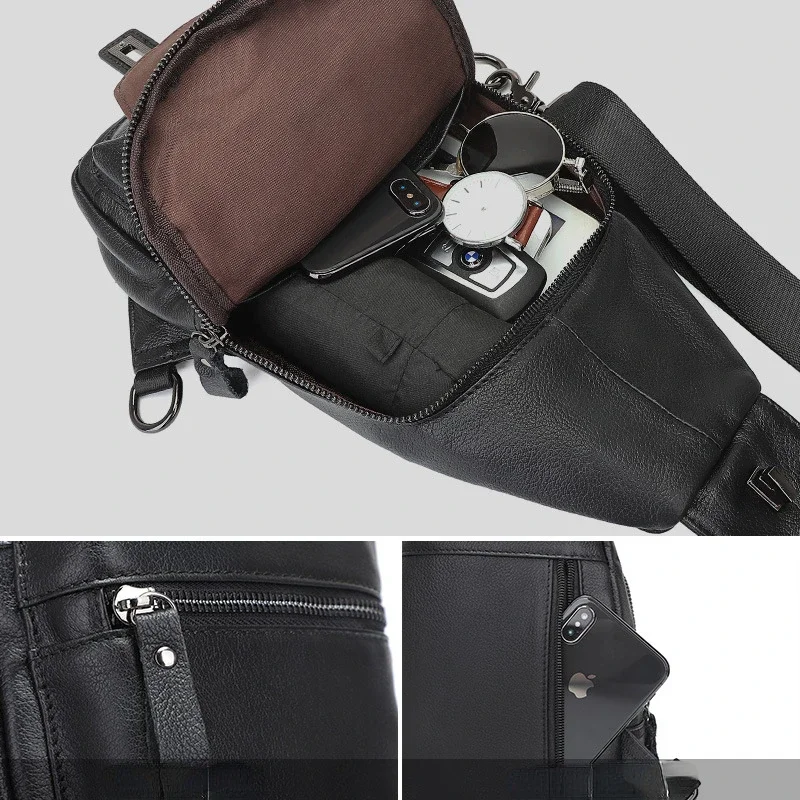 Летние новые поступления мужская нагрудная сумка из натуральной кожи мягкая