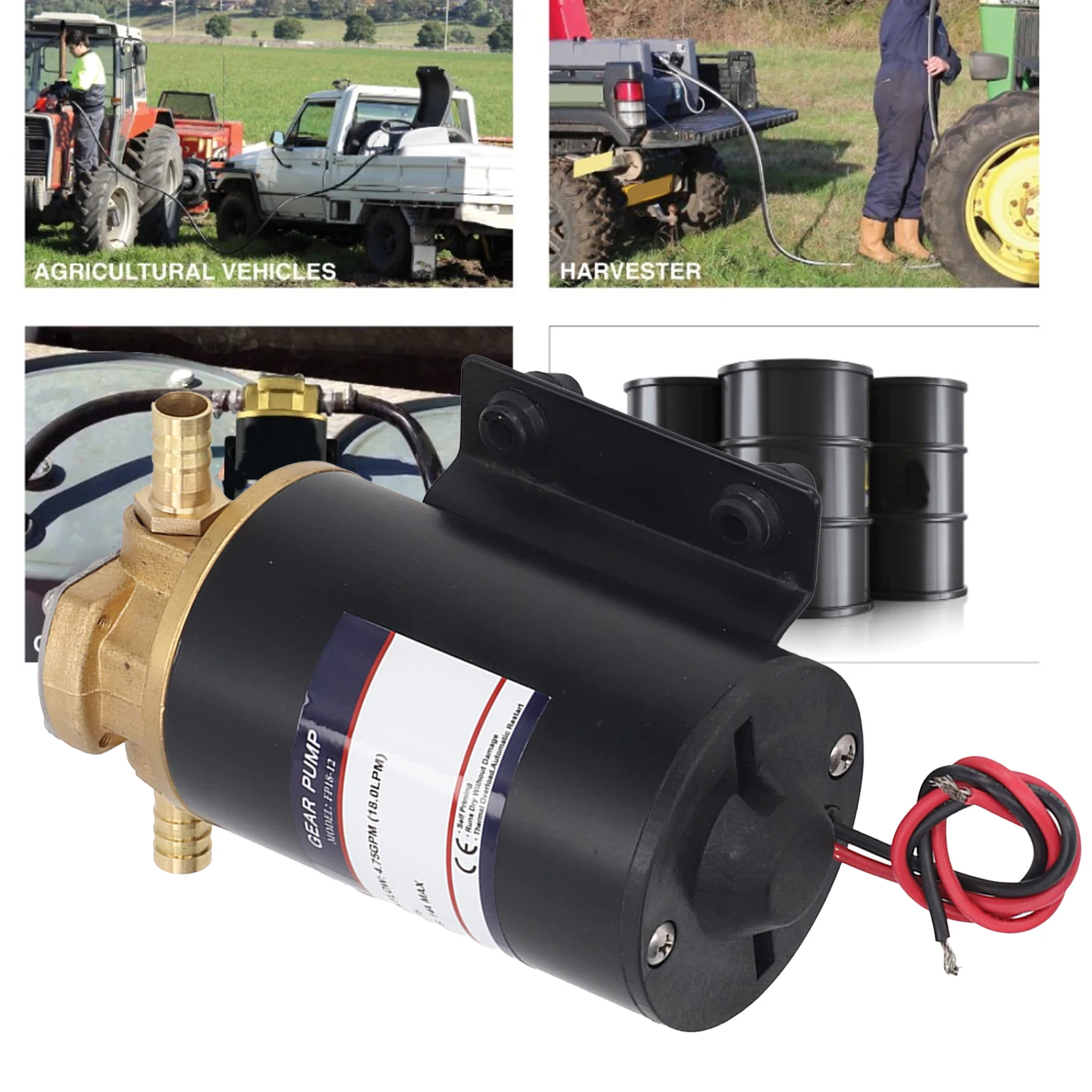 Самовсасывающий шестеренный насос Латунный клапан Резиновое основание 4.75GPM 18LPM