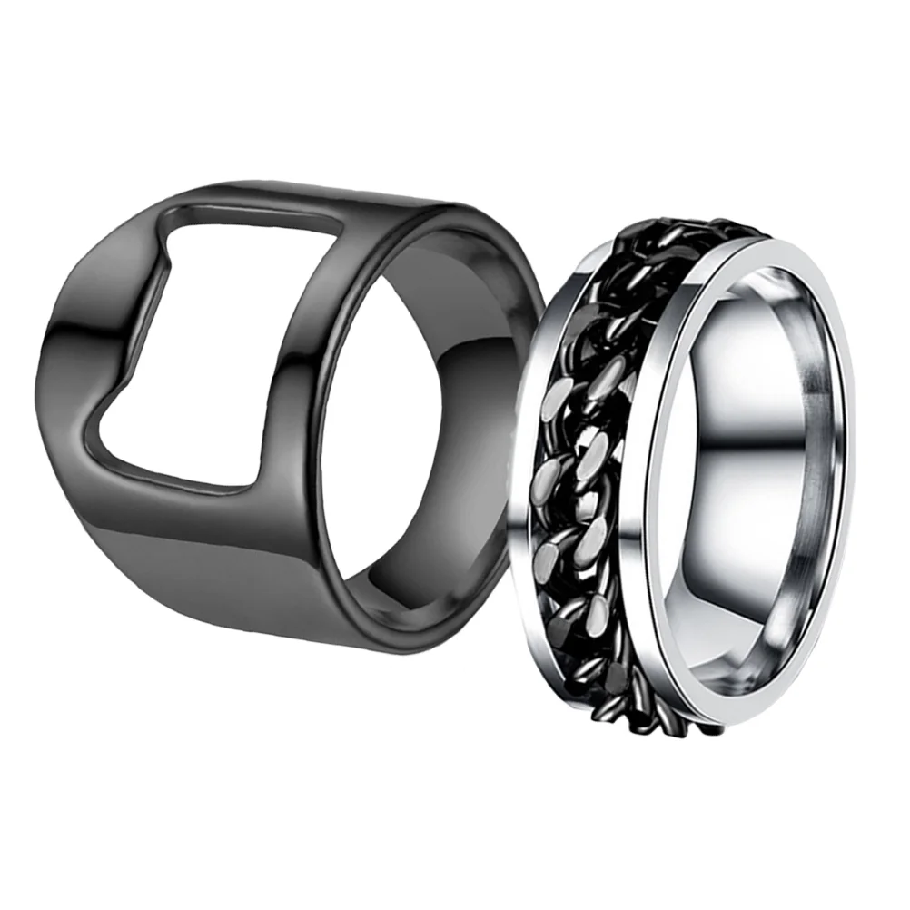 

Corkscrew Ring Knuckle Rotating Chain Tool Stainless Steel Rotatable Finger Meatball
