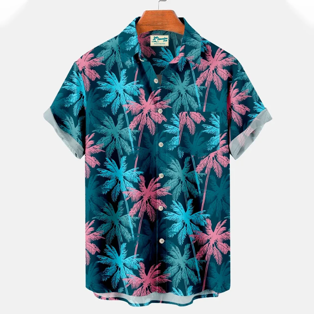 

Men's Shirt Summer Hawaiian Pam Tree Graphic Print Turndown-collar Outdoor Short Sleeves Apparel Tropical Fashion Beach Clothing