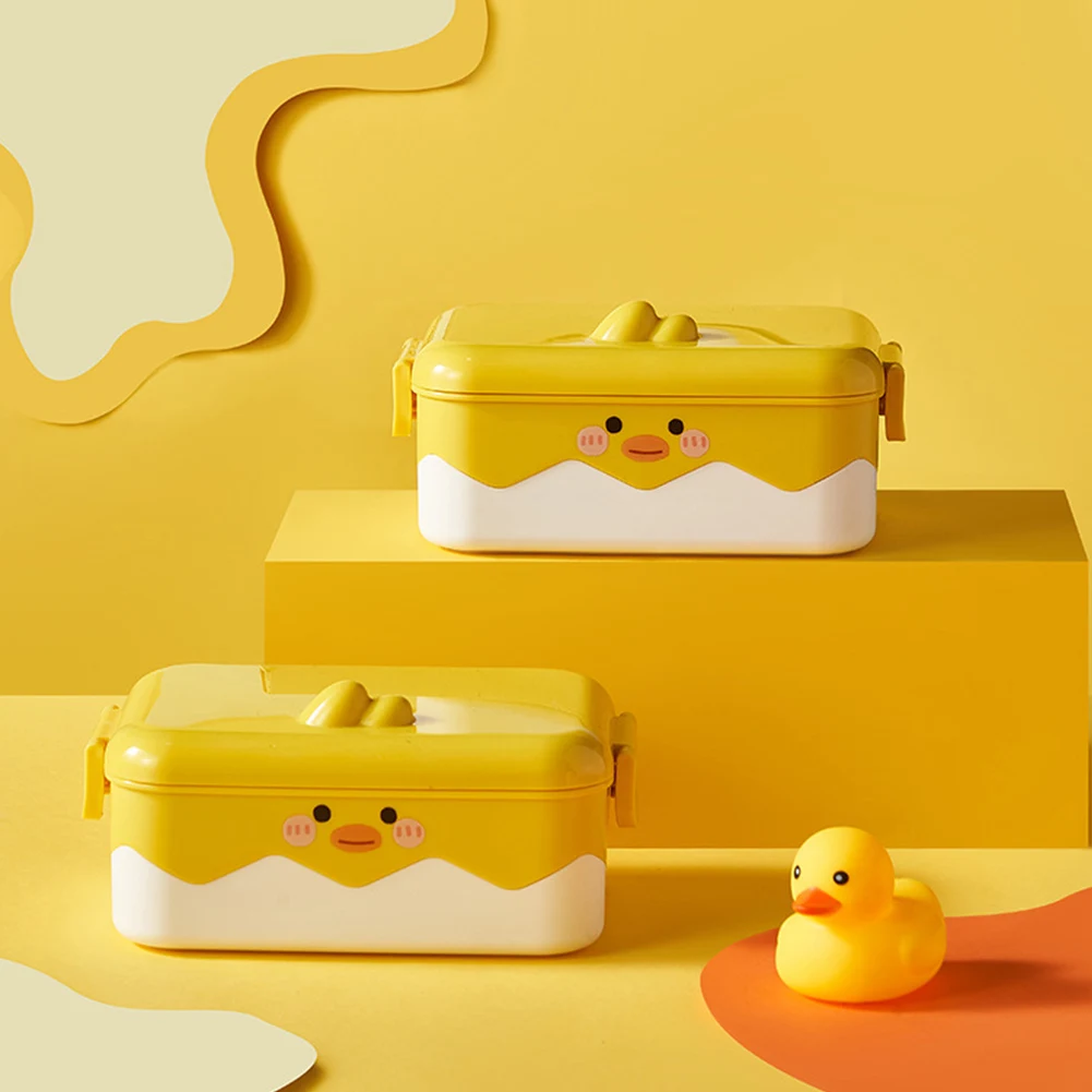 Ланч-бокс с желтой уткой и двусторонними зажимами изолированная сумка из