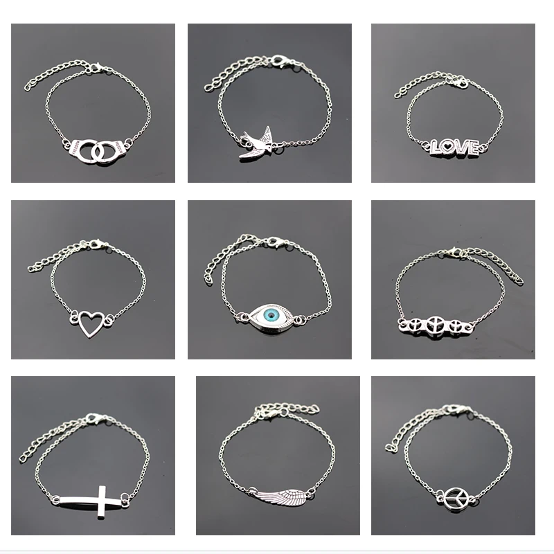 Оптовая продажа, цена, акция, металлические браслеты разной формы для женщин и мужчин, браслеты для влюбленных, хороший подарок на день рождения для влюбленных
