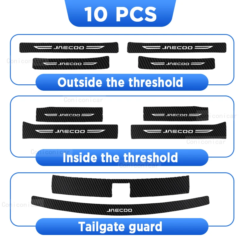 

Накладки на пороги автомобиля, защита порога, внутренняя имитация углеродного волокна, наклейка, аксессуары для CHERY JAECOO J7 2023-2025