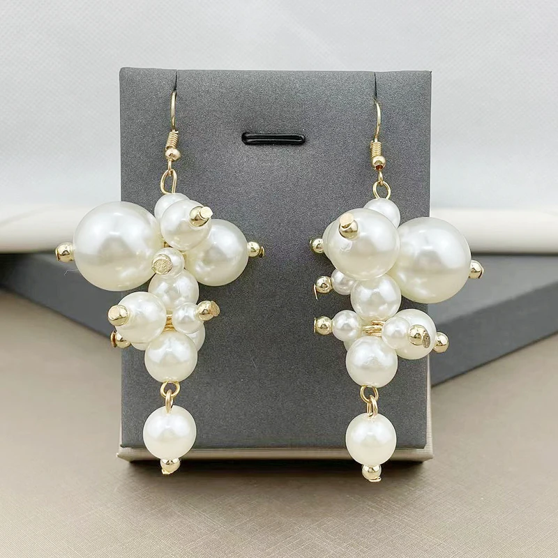 

Fashion Water Imitation Pearls Drop Earrings For Women Aretes De Mujer Gothic Exquisite Shiny Earrings Stray Kids Cерьги женские