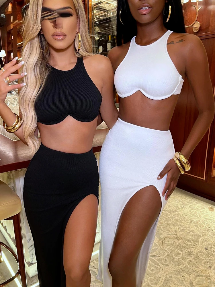 

Женское длинное платье с высокой талией, белое платье-макси с высоким разрезом и юбкой, модель Y2k на лето, 2022