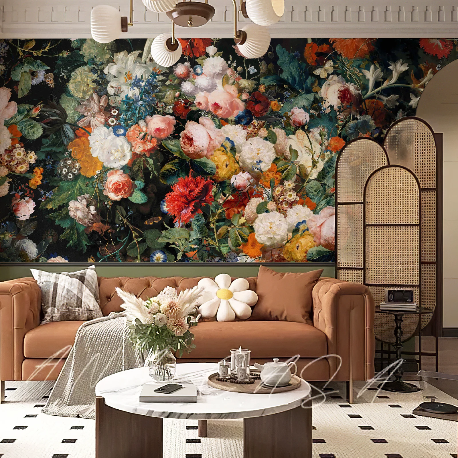 Zeeko 3D акварельная цветочная роспись пилинг и наклейте ТВ фон природный пейзаж