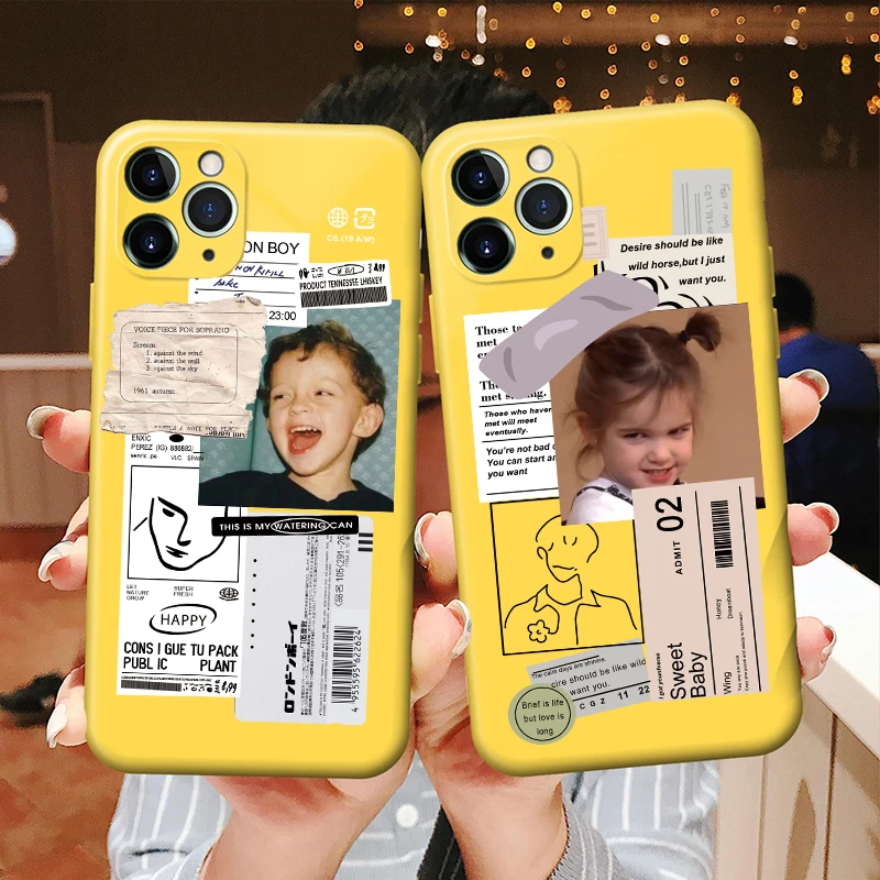 

Couple label case for iphone 11 12 13 14 Pro MAX cute London boy girl color TPU cases for iphone 7 8 Plus XS Max XR 13Mini cover