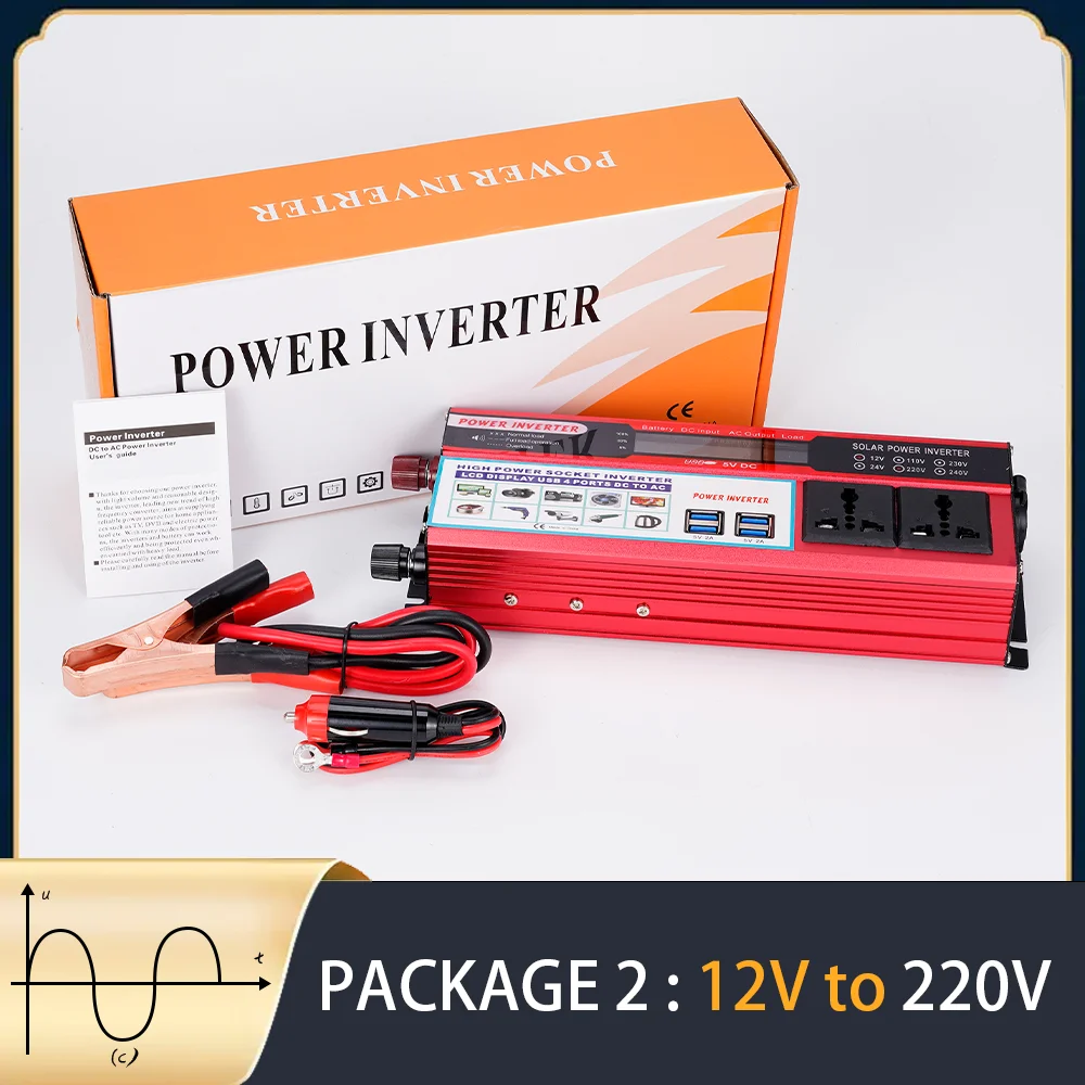 

6000W Car Inverters Modified Sine Wave Solar Power DC 12V/24V To 220V LED USB Voltage Transformer Adapter Charge Converter