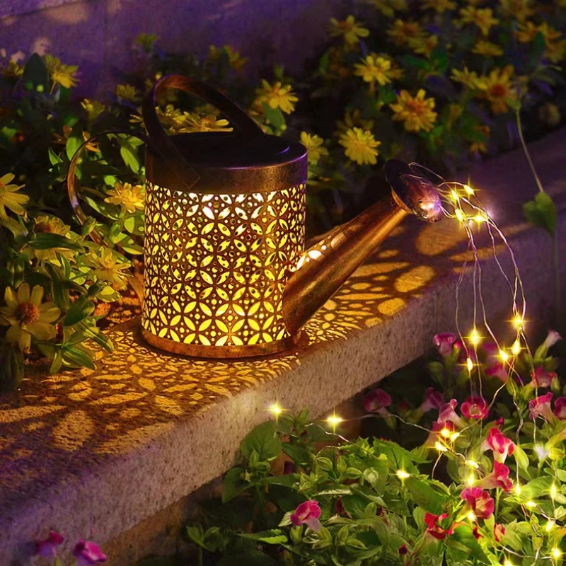

Watering Can Solar Lights Hanging Kettle Lights Waterproof Garden Decor Metal Retro Lights Outdoor Terrace Lawn Patio