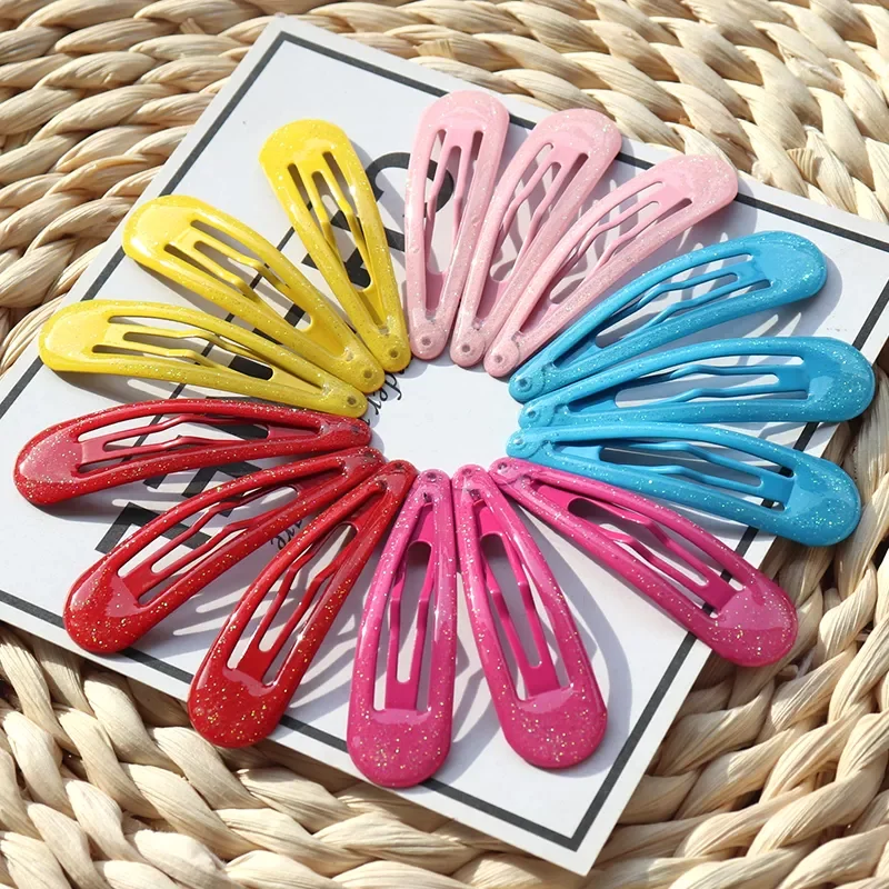 

NEW IN 20Pcs/Set 6Cm Big Size Glitter Snap Hair Clips Non Slip Snap Barrettes Metal Hairpins Cute Sparkly Hair Clips For Women G