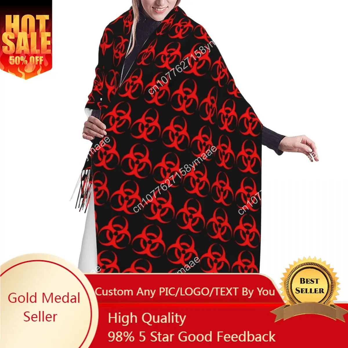 

Luxury Corporations Umbrella Biohazard Logo Tassel Scarf Women Winter Fall Warm Shawl Wrap Female Versatile Female Scarves