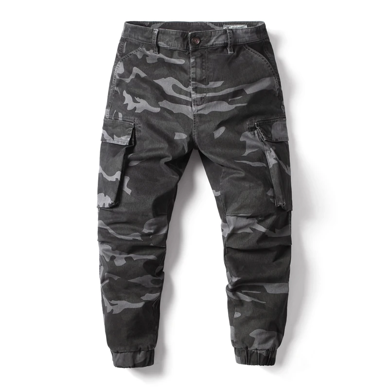 

2022 Spring Men Cotton Cargo Pant Mens Joggers Casual Camouflage Pants Male Streetwear Multi-Pocket Ribbons Military Camo Pants