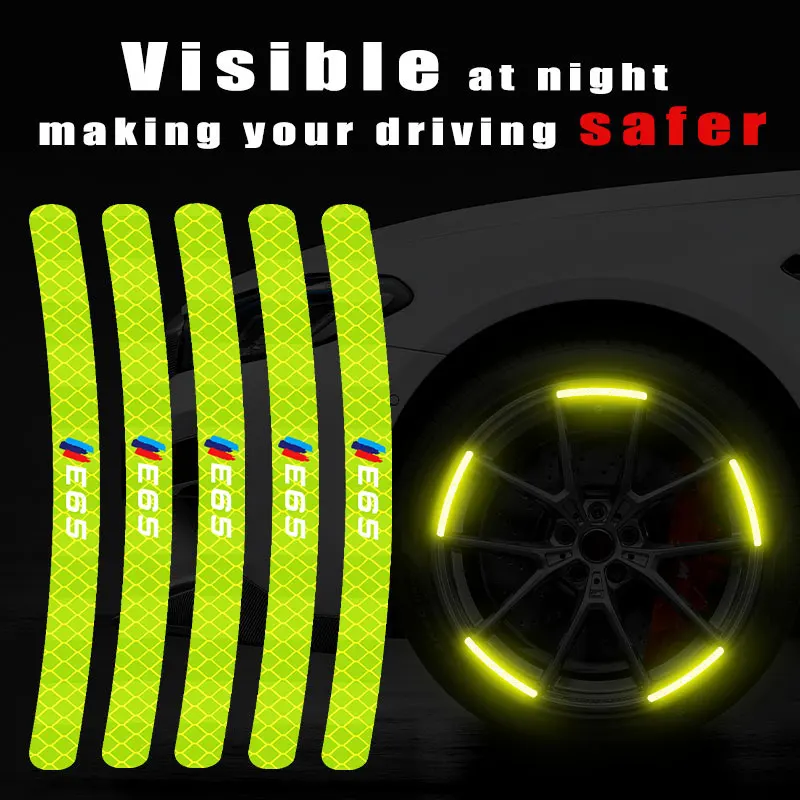 

20pcs/Set Car Wheel Hub Stickers For BMW 7 Series E65 Logo High Reflective Strips Motorcycle Auto Decals Decoration Accessories