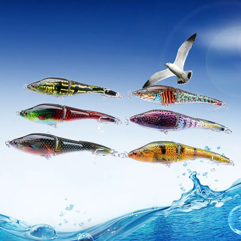 

6 Pcs Lifelike Plastic Fishing Lures Bass Colorful Crankbait Kit Saltwater freshwater Fishing Fishing Tackle Hooks