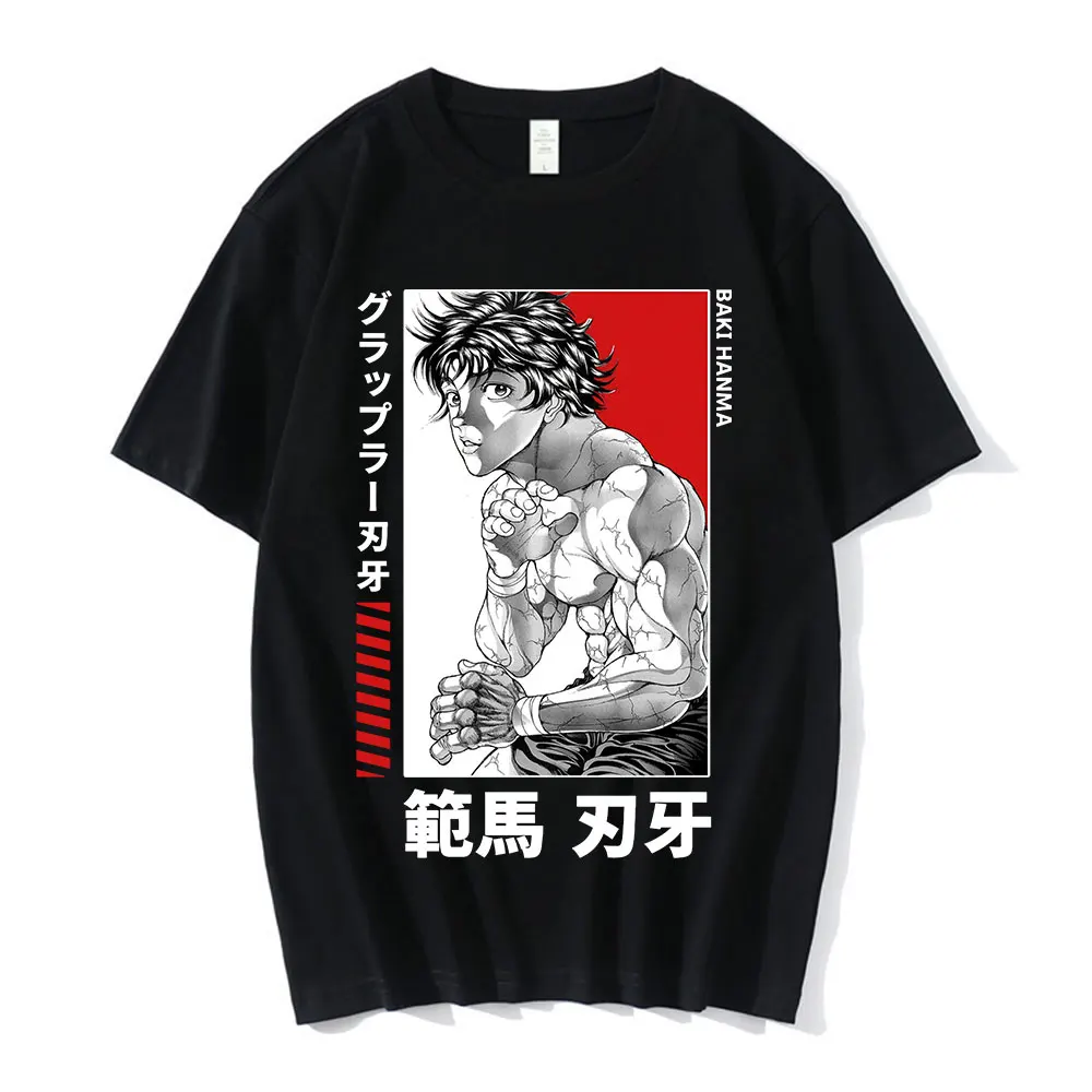 

Мужская футболка Baki The Grappler с аниме, Yujiro Hanma, повседневные мужские хлопковые футболки с коротким рукавом, одежда для подростков, классические...