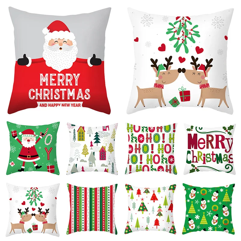 

Рождественская наволочка для подушки, наволочка с оленем, Санта-Клаусом, елкой, рождественские домашние наволочки для диванных подушек, нов...