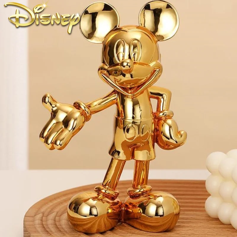 

New Disney Action Figure Mickey Mouse Model Resin Plating Welcome-gesture Sculpture Fashion Mickey Ornament Office Home Decor