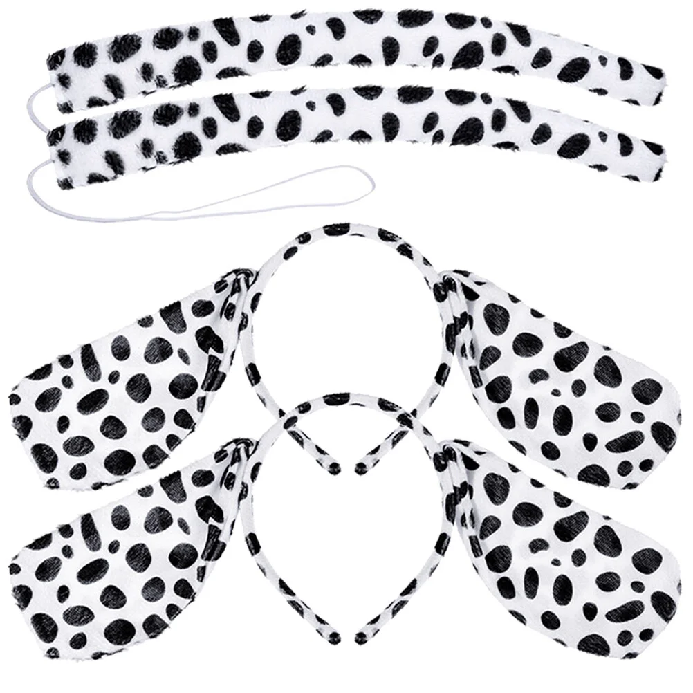 

4 Pcs Makeup Headband The Dog Ears Hairband Cosplay Suit Animal Costume Prop Short Plush Tail Party Child