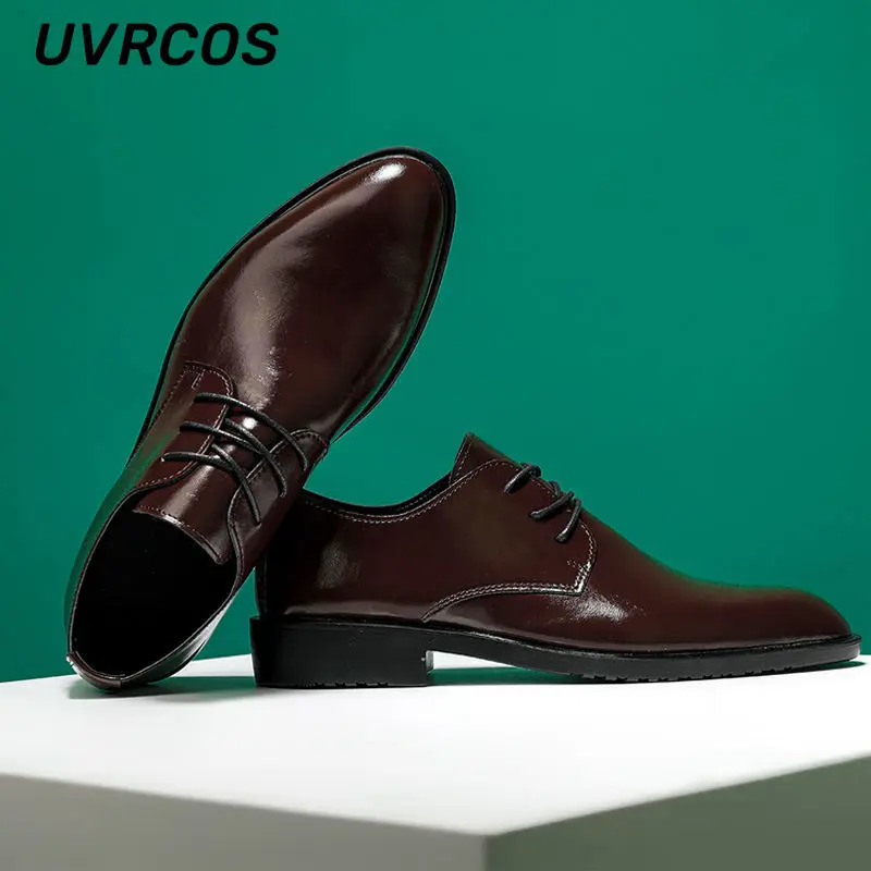 

Pointed Business Dress Men Leather Shoes Breathable In Winter High Rise Youth British Fashion Solid Direct Selling