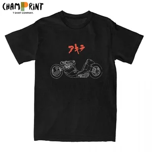 Leisure Akira Bike Anime T-Shirt for Men Round Neck 100% Cotton T Shirts Neo Tokyo Short Sleeve Tees Graphic Printed Clothes