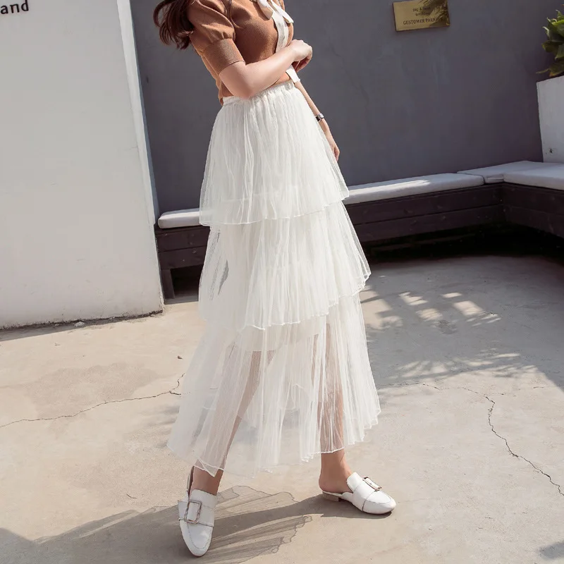

Mesh Skirt Female Summer Multi-layer High Waist Fairy Yarn Skirt Pleated Cake Medium And Long Skirt