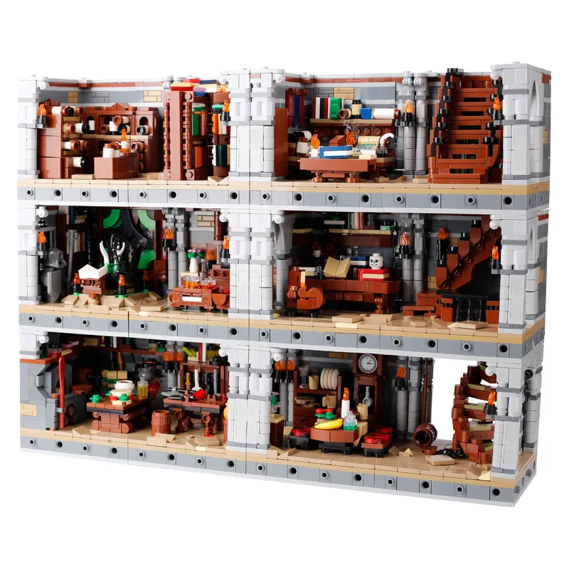 MOC Medieval Furniture Pharmacist Wine Barrel Bar Scrolls Cabinet Building Blocks Piano Bookshelf Paper Map bedrooms Bricks Toys