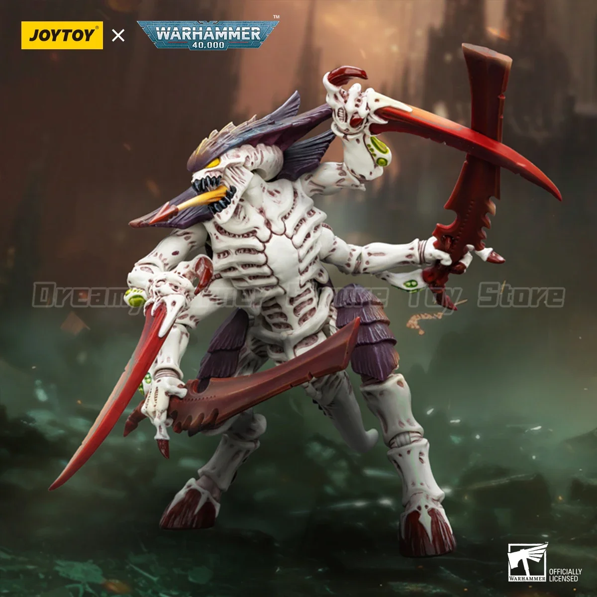 Фото В наличии: Фигурка JOYTOY Warhammer 40K Tyranids Hive Fleet Leviathan Tyranid Warrior with Boneswords, масштаб 1/18, высота 14,3 см. №2
