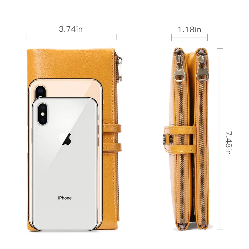 Luxury RFID Blocking Women Wallets Fashion Long Leather Zipper Clutch Purse Large Capacity Card Holder Wallet For Women