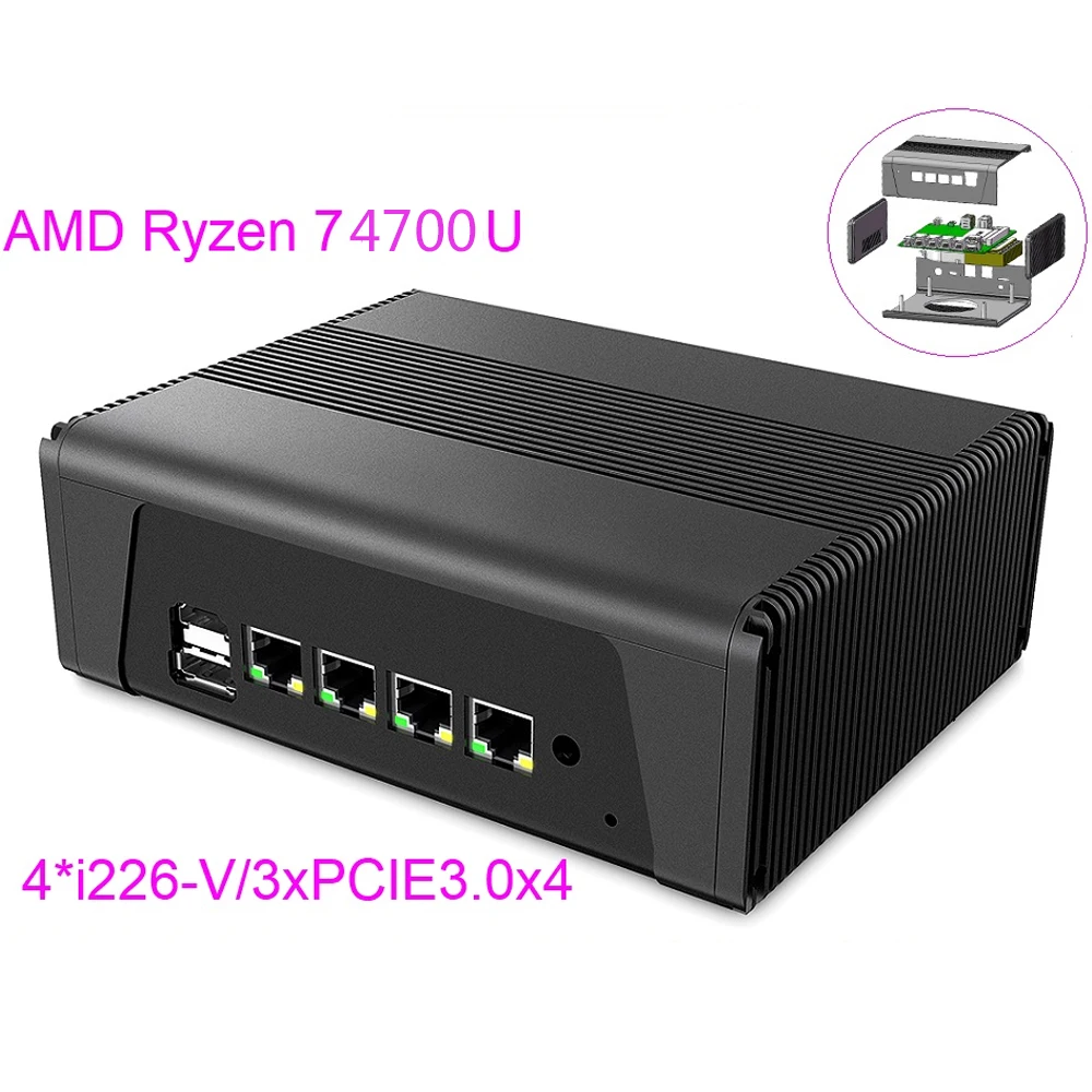 

AMD Firewall Appliance Mini PC Ryzen 7 5825U 5800U Soft Router 4x Intel i226-V 2.5G NAS Server 3*NVMe 2*SATA 3x4K UHD