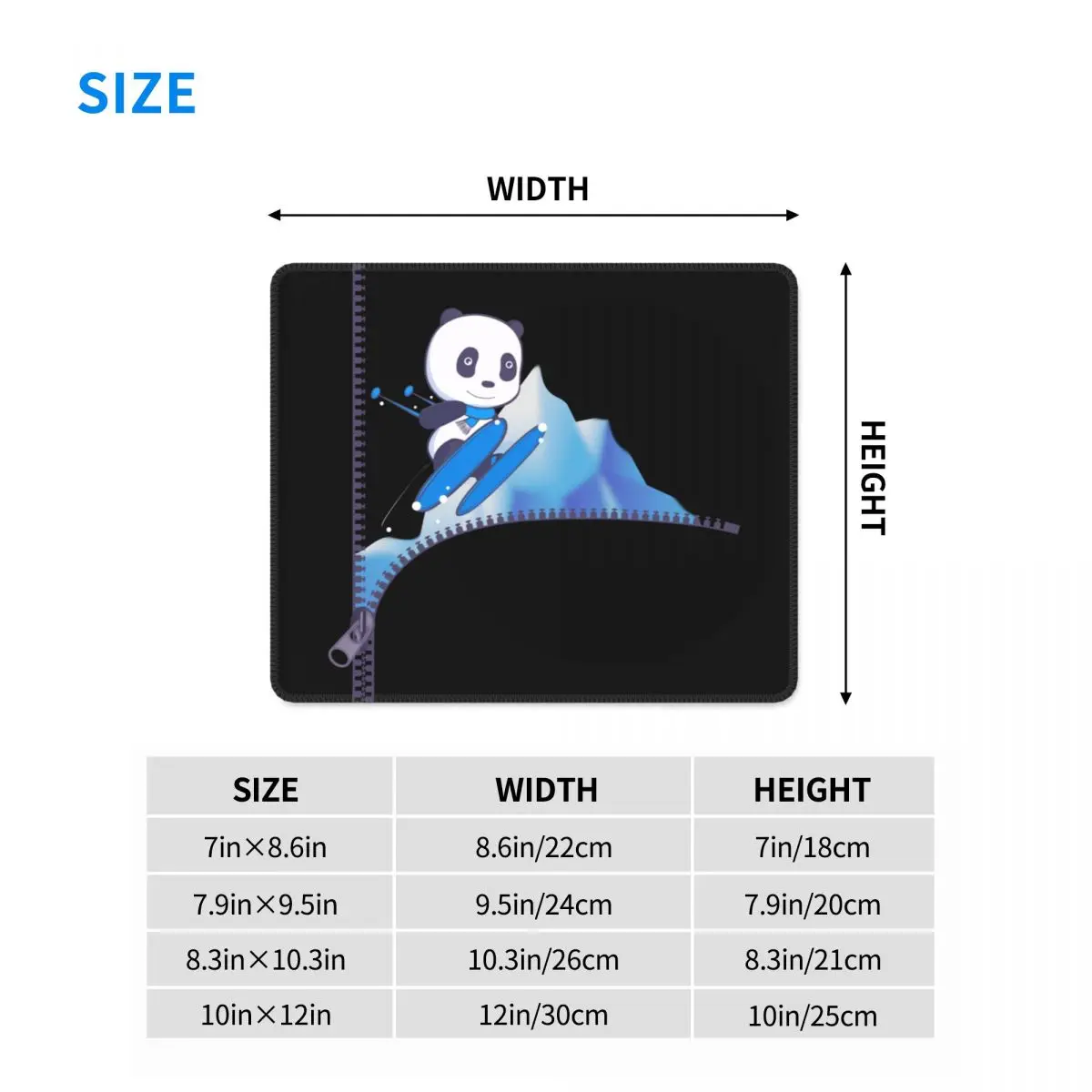 Giant Panda Skiing Mousepad Custom Design Gaming Mouse Pad Non Slip Rubber Base Office Desktop Ski Zipper Winter Mat images - 6