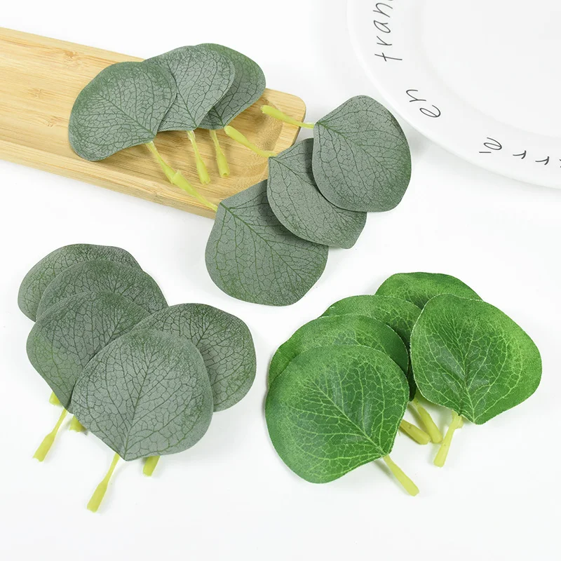 

100pcs Artificial Eucalyptus Leaves Leaf Simulation Green Silk Fake Leaves Plants Faux Foliage Wedding Party Garden Decoration