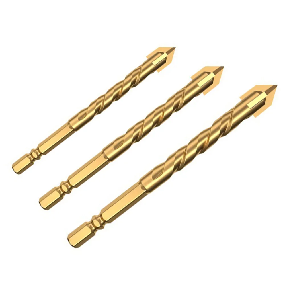 

Tile Bits Drill Bit 6mm 8mm 10mm Alloy Cross Hexagon Efficient Gold Hex Hole Opener Multi-Purpose For Drilling