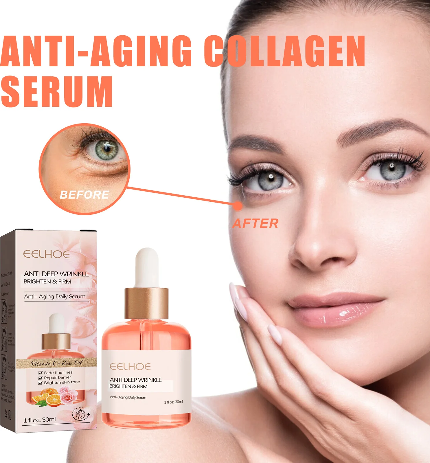 

30ml Rose Oil Vc Anti Wrinkle Essence Facial Firming Anti Wrinkle Early Aging Forehead Lifting Moisturizing And Hydrating