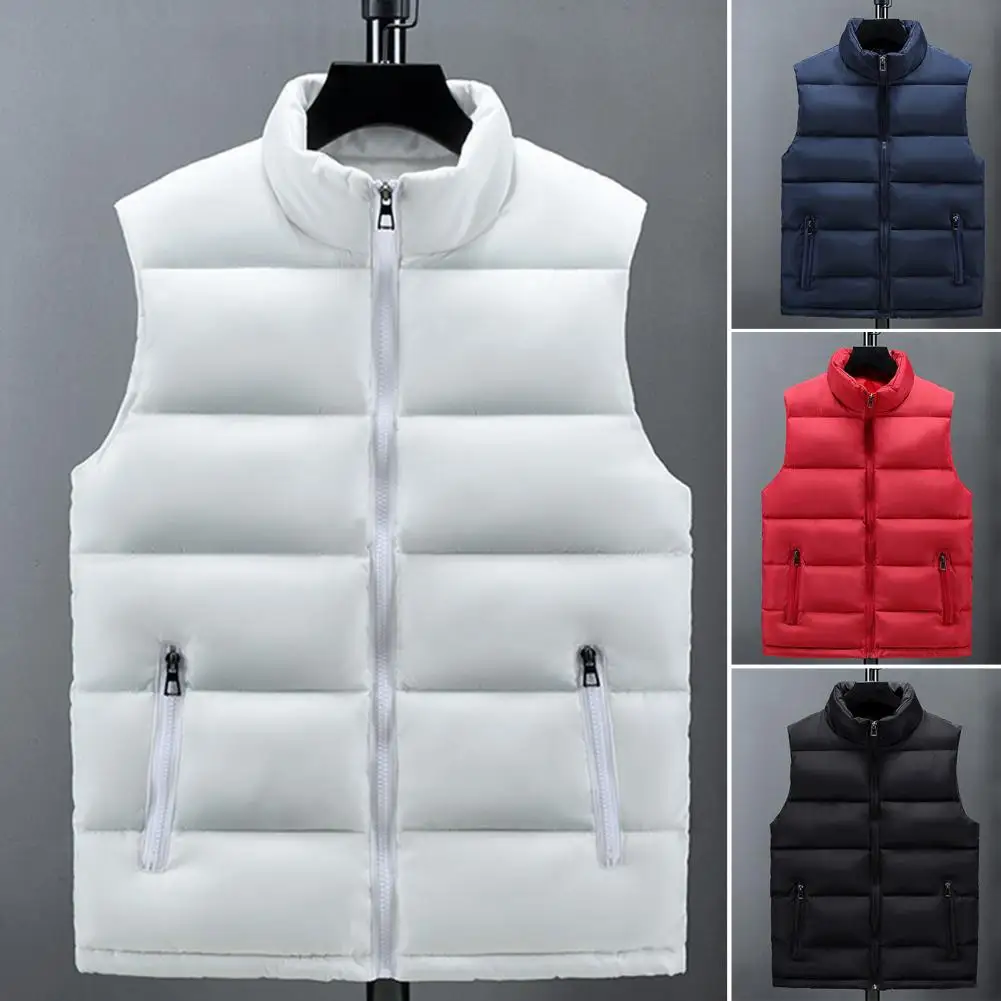 Stylish Vest Coat Male Sleeveless Jacket Solid  Color Washable Slim Fit Vest  Zipper images - 6