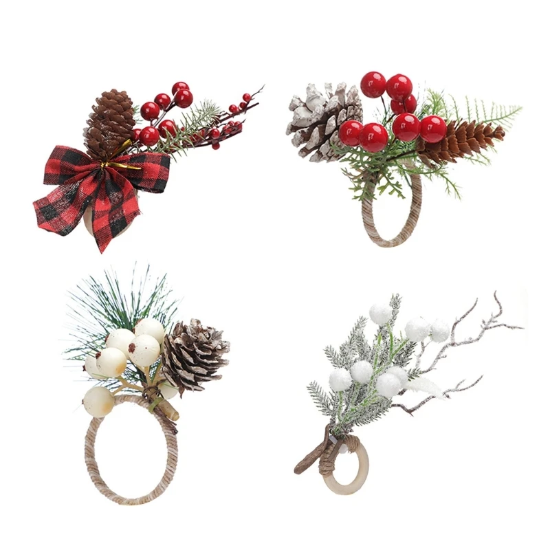 

Сосновый конус держатель для салфеток красные ягоды ручная работа кольцо для салфеток держатель для салфеток пряжка