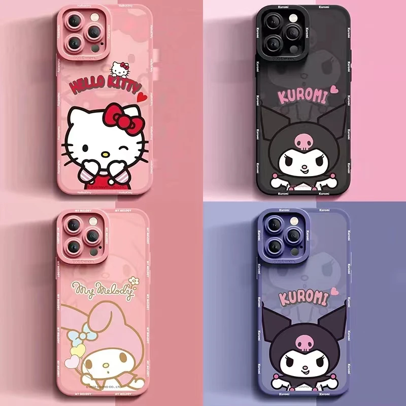 

Силиконовый чехол для телефона Kawaii Sanrio Kitty Kuromi для Iphone 14 11 12 13 Pro Max Xs, чехол для телефона, полностью Защитный Мягкий чехол для камеры
