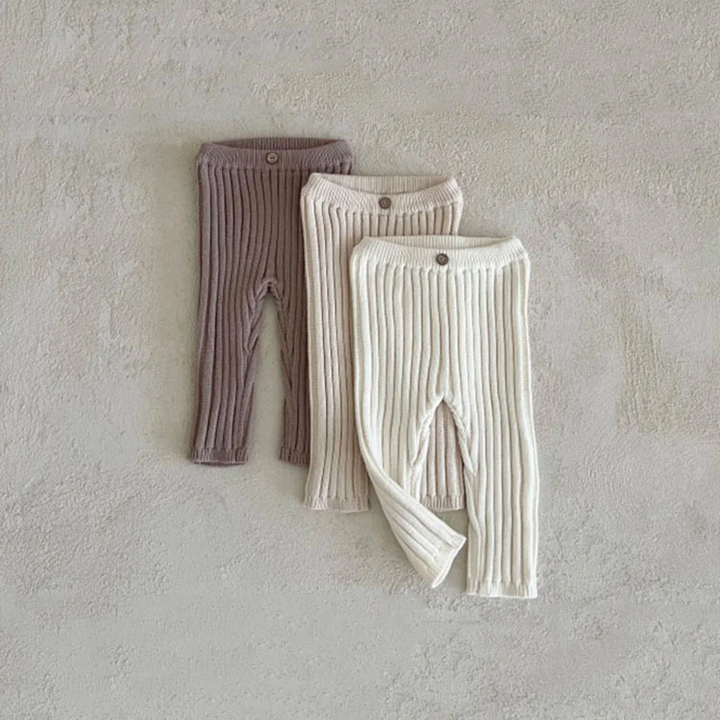 

Леггинсы в рубчик для маленьких мальчиков и девочек, трикотажные хлопковые детские брюки, детские брюки, осенняя одежда для малышей, повсед...