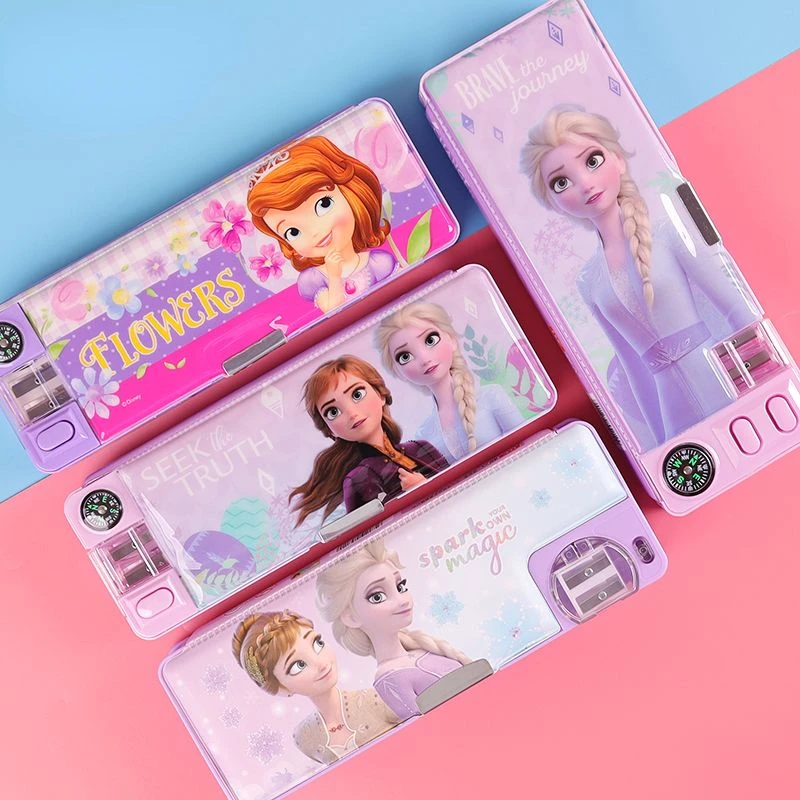 

Frozen Cartoon Elsa Cute Princess Anna High Value Stationery Storage Box Student Double-layer Plastic Large Capacity Pen Box