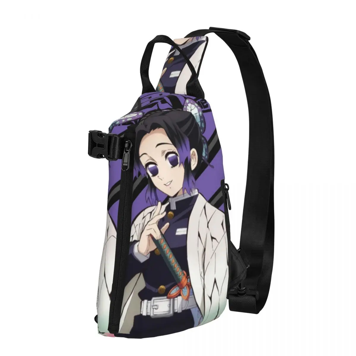 

KIMETSU NO YAIBA SHINOBU KOCHO Chest Bags Demon Slayer Print Shoulder Bag Cute Phone Crossbody Bag Travel Streetwear Sling Bags