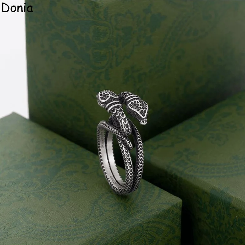

Donia jewelry European and American fashion retro double-headed snake silver ring new luxury couple men and women rings