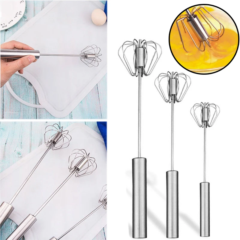 

Semi-automatic Egg Beater Stainless Steel Egg Whisk Manual Hand Mixer Self Turning Egg Stirrer Kitchen Accessories Egg Tools