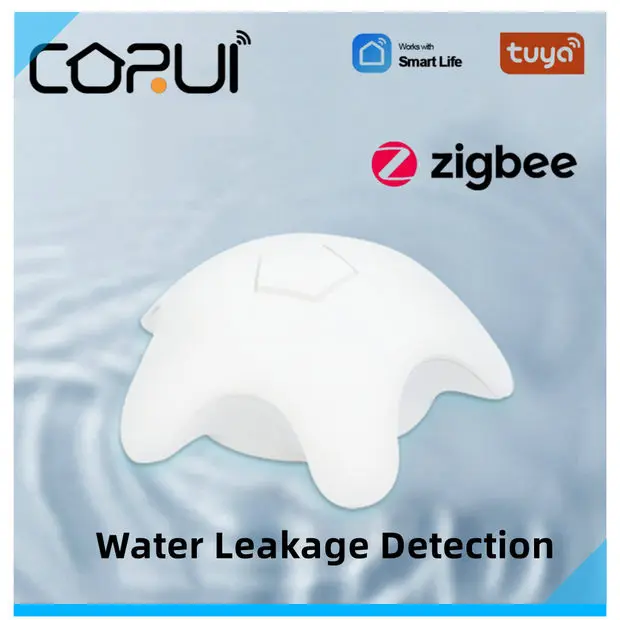 

CORUI Tuya Zigbee3.0 Leak Alarm Water Flood Detector Smart Home Alarm Overflow Full Water Remote Alarm Water Immersion Sensor