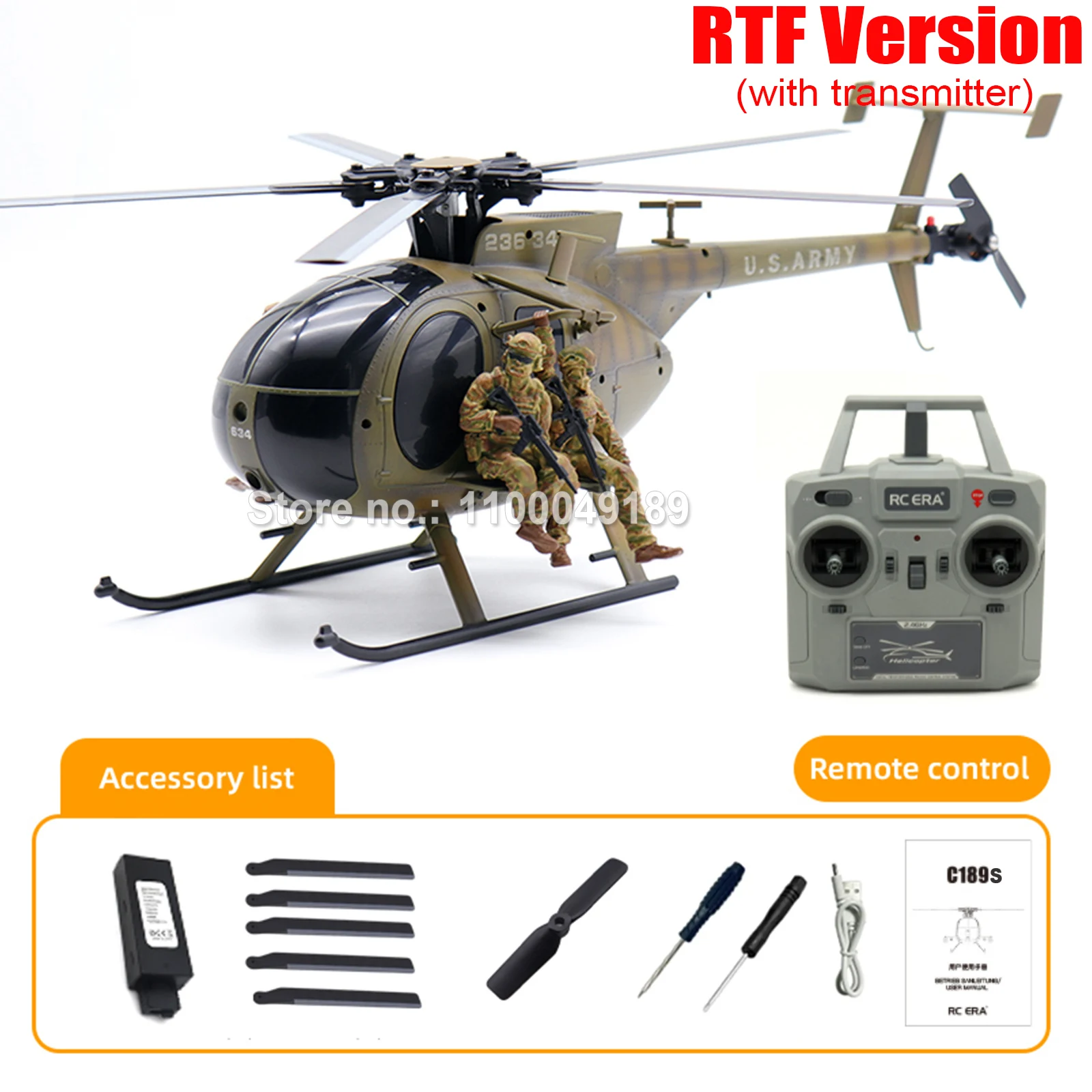 Радиоуправляемый вертолет RC ERA C189 MD500 с фигурками, масштаб 128, бесщеточный двигатель, оптический гироскоп, пульт ДУ 2.4G, хобби-игрушка для взрослых. (art.: 3920dcce65d4a) - 3920dcce65d4a