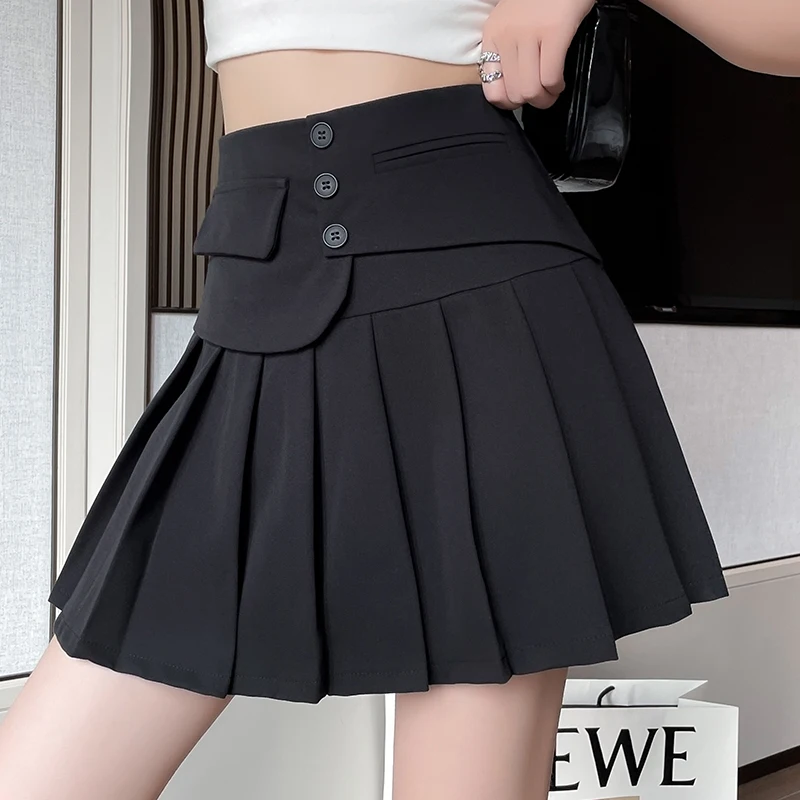

Irregular solid pleated skirt women's 2022 summer new A-line skirt Korean short skirt 612g, 327-9
