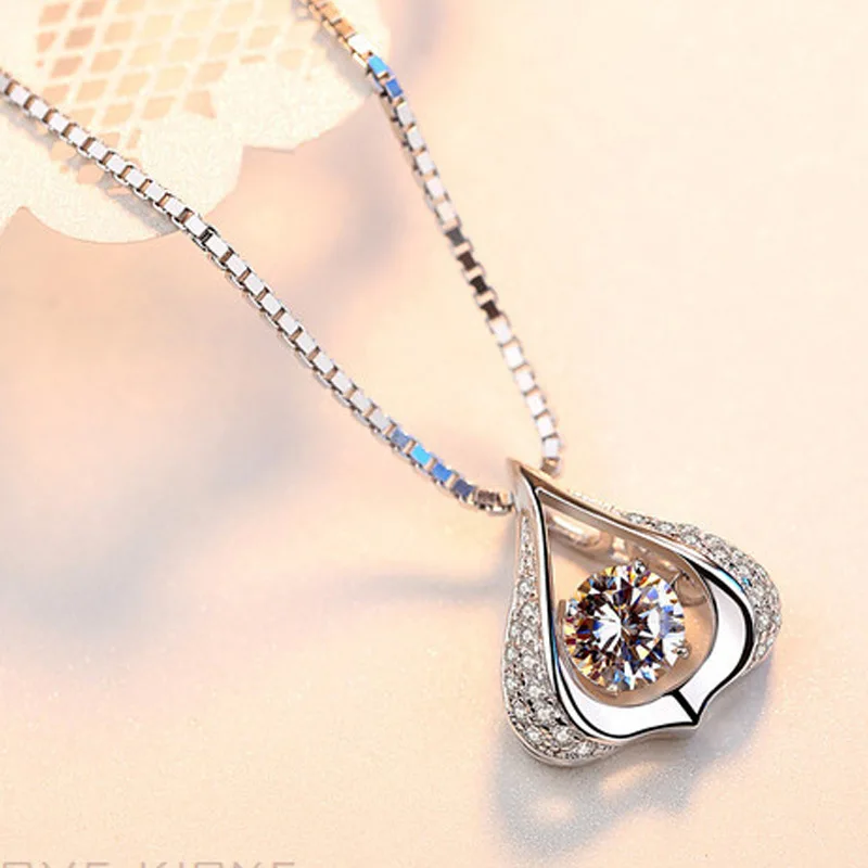 

S925 Silver Smart Water Drop Necklace Women's Clavicle Chain Fashion Simple Jewelry Star Same Style Valentine's Gift