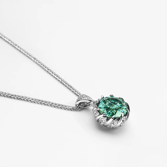 Pendant Necklace S925 Sterling Silver Emerald - Luxury Fine Jewelry 3